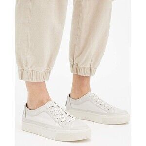 ALLSAINTS Milla Sneaker in White Leather and Suede Mix platform shoe